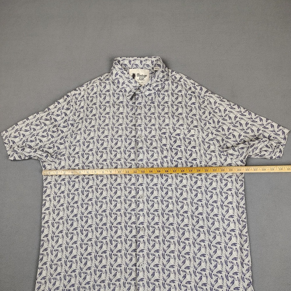 Vintage Silk 100% Silk Button Up Shirt Men 2XL Gray Casual Abstract Geometric - Picture 3 of 10